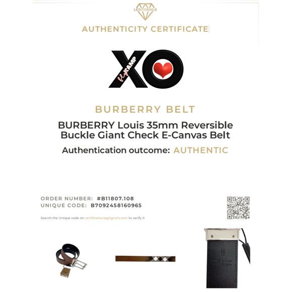 BURBERRY Louis 35mm Reversible Buckle Giant Check E-Canvas Belt 80|32 - Picture 5 of 13